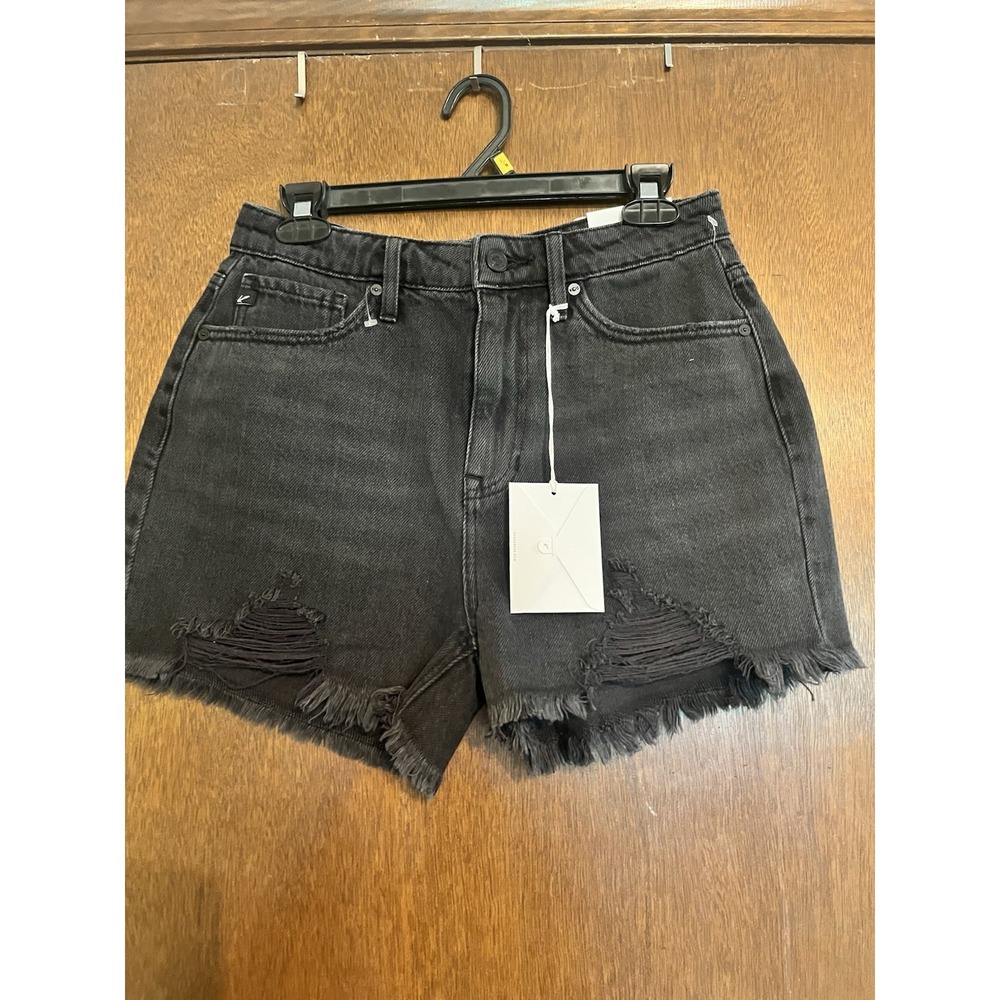 NEW Kancan Black Ladies Shorts Distressed‎ Cut Off Hem 7/27 7 27 NWT